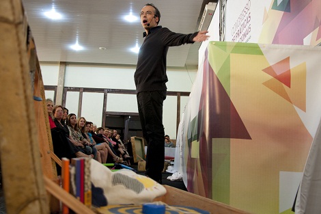 A palestra inaugural do Congresso foi realizada por Francisco Marques, mais conhecido como “Chico dos bonecos”. Foto: Amanda Lelis ACS SEE