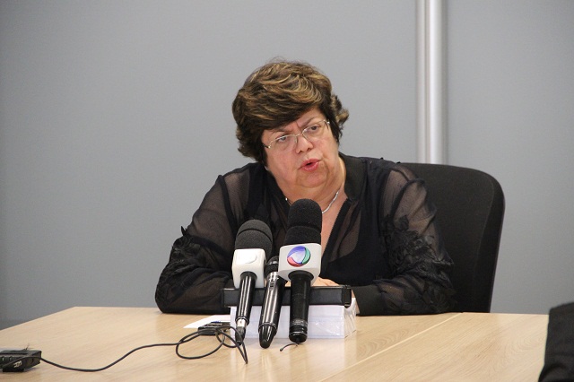 Secretária anunciou as medidas tomadas em função do erro cometido na grafia do nome do município. Foto: Geanine Nogueira/ACSSEE