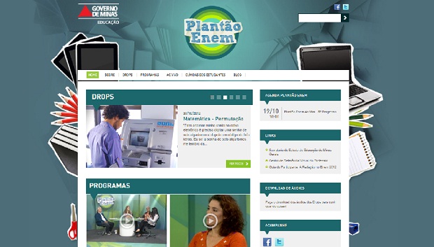 No site do Plantão Enem também é possível conferir as edições anteriores do programa. Crédito: Divulgação SEE