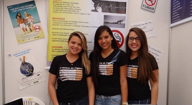 Um dos trabalhos do ensino médio que garantiu o primeiro lugar mostrou os riscos do cigarro. Foto: Site Giro 21