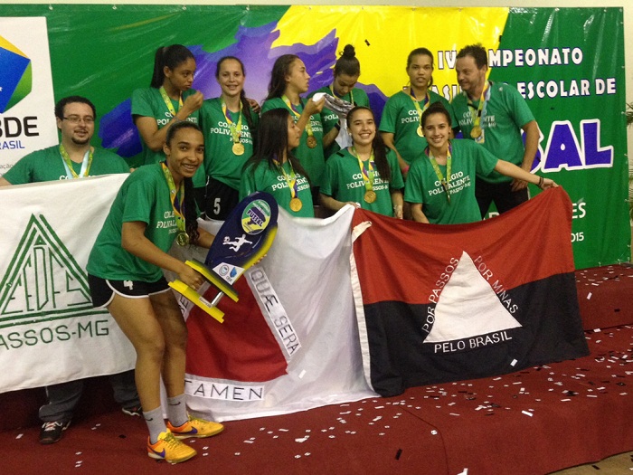 Equipe de Futsal da Escola Estadual Dulce Ferreira de Souza faturou medalha de ouro e conquistou vaga no Campeonato Mundial de Futsal Escolar, que acontecerá de 03 a 10 de abril em Porec, Croácia. Foto: FEEMG