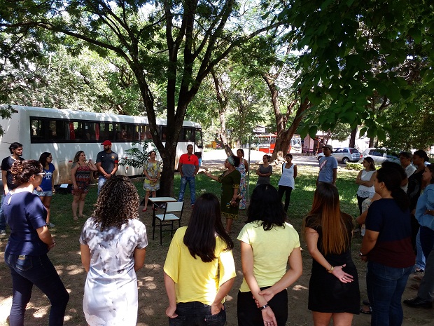 A programação do seminário contou com uma pauta dinâmica e interativa e os professores tiveram a oportunidade de dialogar em todas as oficinas, como a de  ‘’Ritmização na formação humana: Alunos e professores’’. Foto: Sandra Marques