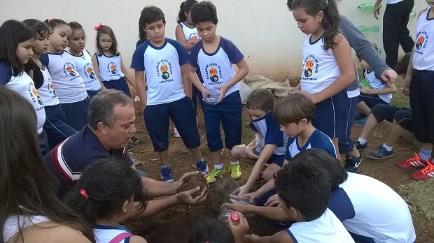 Estudantes plantaram uma  árvore 