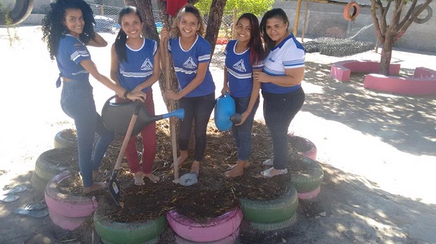 Horta, viveiros de mudas e paisagismo foram temas de projeto dos estudantes. Foto: Arquivo da Escola