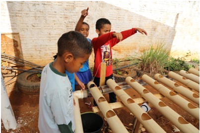 PAP sobre a reutilização da água desenvolvido na E.E. Antônio Corrêa e Silva, na comunidade quilombola do Alegre, em Januária. Foto: Divulgação