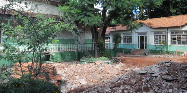 E.E. Barão do Rio Branco durante as obras de revitalização. Crédito: Divulgação DEER/MG