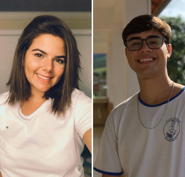 Lívea Almeida e José Victor Saar, ex-alunos da E.E. Francisco Manuel, foram aprovados na UFJF. Foto: Arquivo da escola