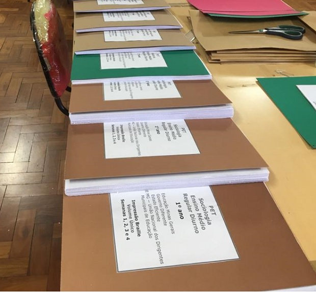 PETs em Braille e ampliados são produzidos pelos Centros de Apoio Pedagógico às pessoas com Deficiência Visual . Foto: Divulgação SEE