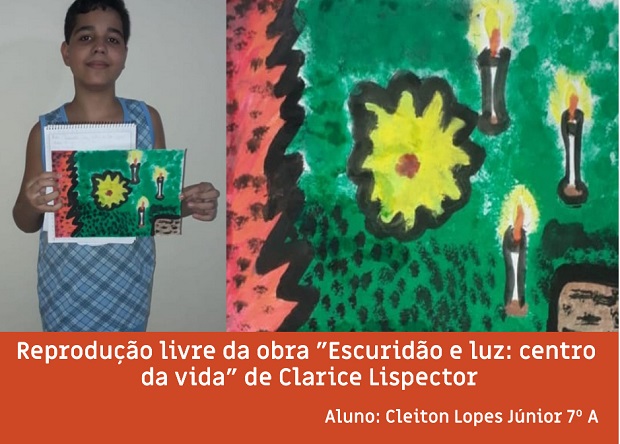 A partir de trechos da obra da escritora, os estudantes fizeram produções audiovisuais e pinturas. Foto: Arquivo da Escola