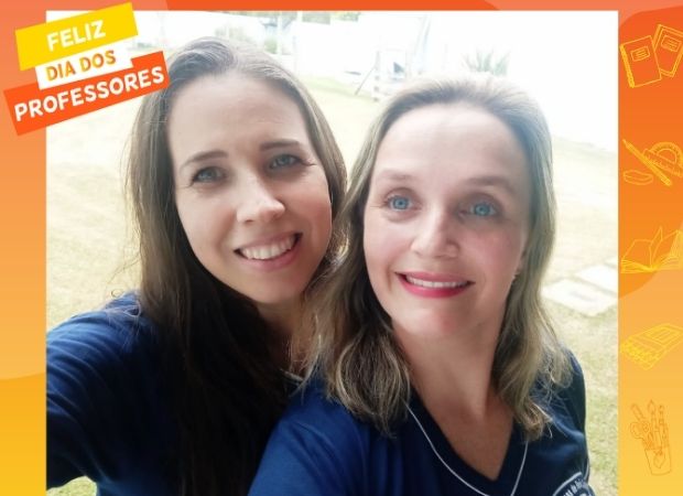 Professoras Deisi Ane Ferraz e Elba do Nascimento de Matos, da Escola Estadual Doutor Jonas de Faria Castro, em Carangola./Foto: Arquivo pessoal