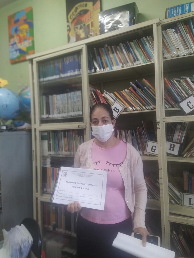 Na Escola Estadual Joaquim Vieira  entrega do material acontece na própria escola. Foto: Arquivo da Escola 