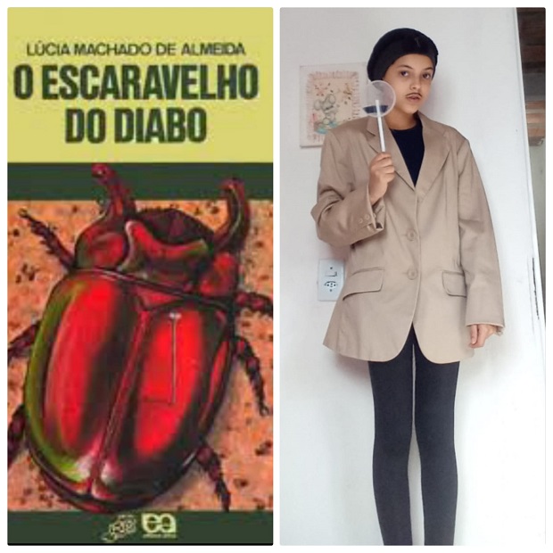 Alunos se inspiraram e reproduziram a capa do livro. Foto:  Acervo da Escola 