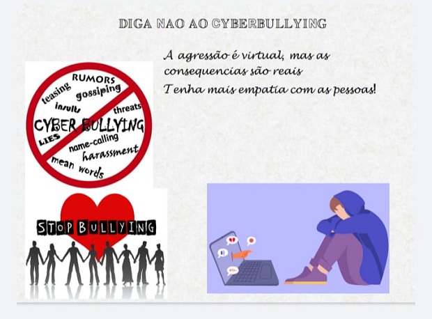 Alunos da Escola Estadual  Adelaide Bias Fortes, em Barbacena, produziram cartazes e peças para ilustrar as atividades contra o bullying virtual. Foto: Acervo da escola 