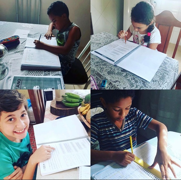 Ação da Gide ajuda alunos a transformar o espaço de casa no ambiente escolar. Foto: Arquivo da Escola