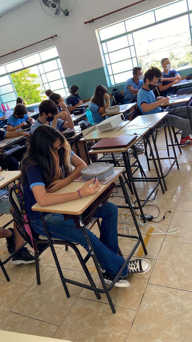 Alunos participam de simulado na  Escola Estadual Prefeito Celso Vieira Vilela. Foto: Arquivo da Escola