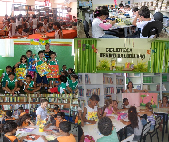 Primeira etapa do Escolas de Minas selecionou seis escolas que conservam bem as bibliotecas, aqui representadas em montagem. Foto: Arquivo das Escolas. Montagem: ACS SEE